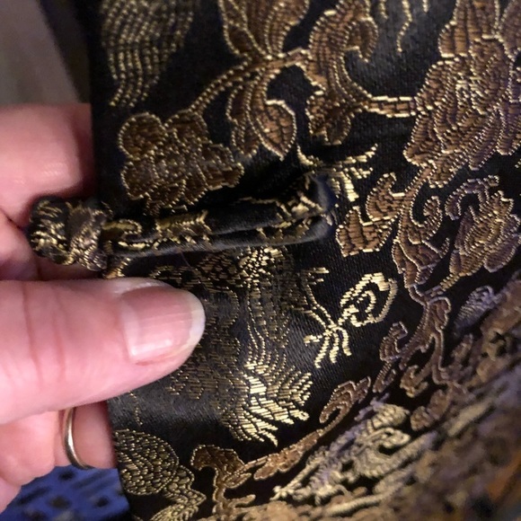 Black & gold size 10 asian print pencil skirt with side slits - Picture 7 of 15